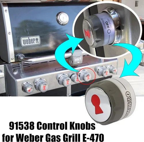 Vista 5 de 91538 Perillas de control iluminadas, paquete de 2 para parrillas Weber Summit Compatible con E-470, E-670, S-460, S-470, S-660, S-670, etc.