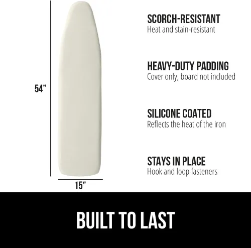 Vista 2 de GORILLA GRIP The Original - Funda y almohadilla para tabla de planchar, revestimiento de silicona, acolchado grueso resistente a quemaduras, fundas