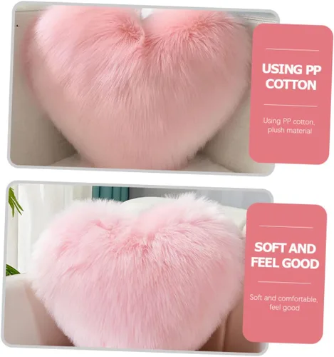 Vista 4 de ABOOFAN Almohada esponjosa con diseño de corazón, almohada decorativa suave para amigos