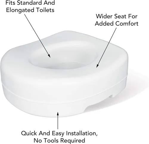 Vista 3 de Carex Elevador de asiento de inodoro, 5.5 pulgadas, elevadores de asiento de inodoro para personas mayores, asiento de inodoro elevado, soporta 300