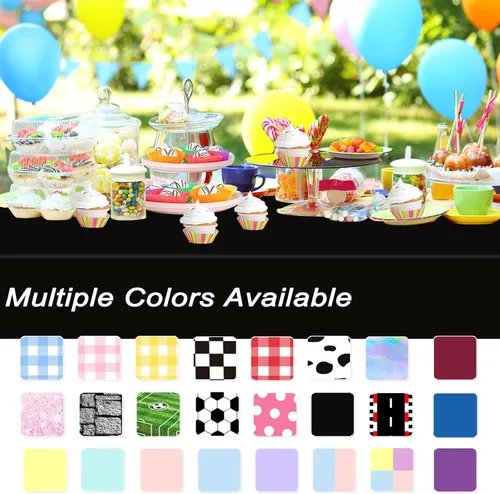 Vista 8 de WNINK Paquete de 6 manteles desechables negros de 54 x 108 pulgadas, para barbacoa, cumpleaños, picnic, despedida de soltera, compromiso, boda