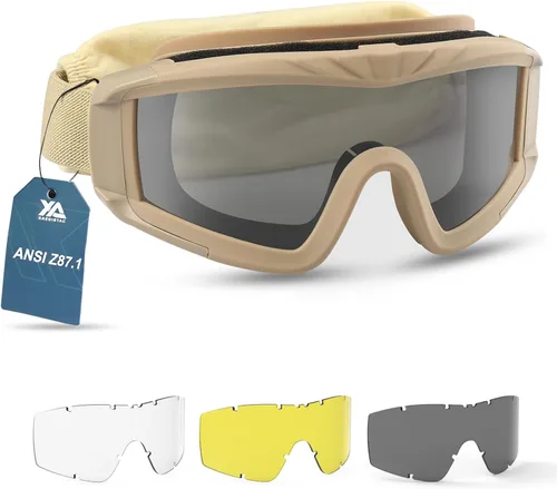 Vista 10 de xaegistac Gafas de Airsoft Tácticas de Seguridad, Gafas Anti Vaho para Caza y Ciclismo