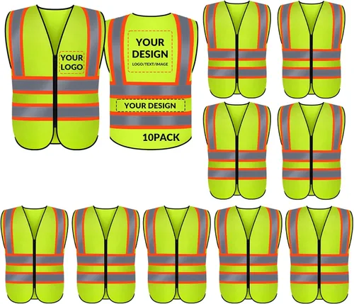 Vista 42 de BeautyWill Chaleco de seguridad personalizado con logotipo Clase 2 Chaleco reflectante de alta visibilidad Chaleco de trabajo protector