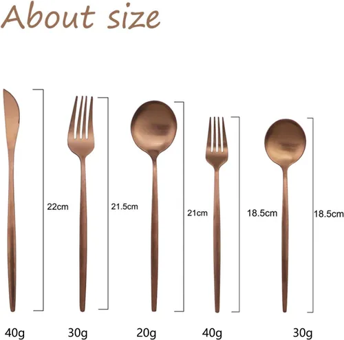 Vista 3 de JASHII Juego de cubiertos de acero inoxidable de 20 piezas, juego de utensilios de cocina ligeros para 4, mango plano, juego de cubiertos