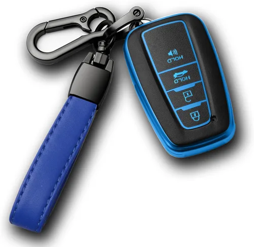 Compatible con Funda para Llavero de Toyota con Keychain de TPU Suave, para 2019-2025 Rav4 2019-2024 Camry 4 Runner 2020-2022 Highlander Corolla Azul