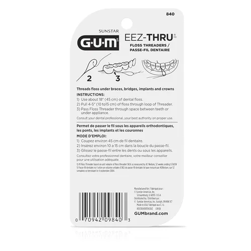 Vista 3 de GUM EEZ-Thru Floss Threaders, Dental Flossers for Braces, Bridges, & Implants