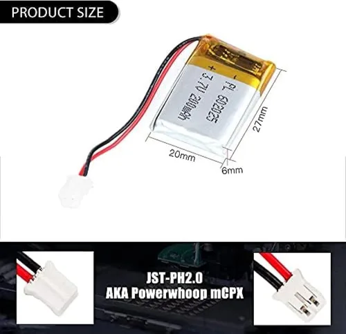 Vista 3 de 3.7V 200mAh 602025 Lipo paquete de iones recargable con conector JST 1pcs