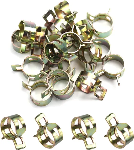 Fielect Abrazadera de tubo de manguera de acción tipo banda de resorte de 1/2 pulgadas / 0.512 in, kit surtido de sujetadores de abrazadera de aire