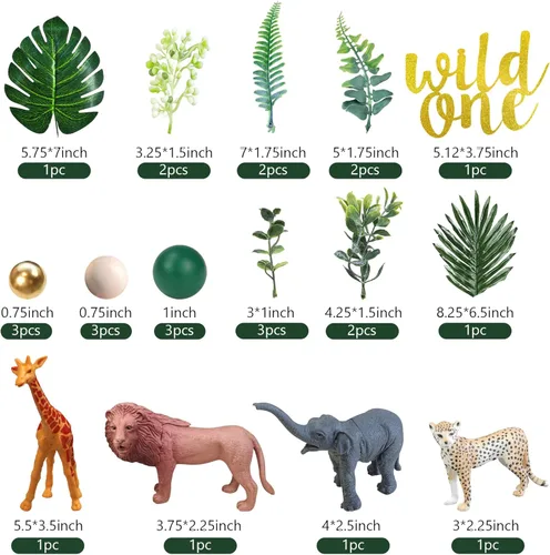 Vista 2 de 27 piezas de decoración para tartas de animales de la selva, figura de animales de safari, suministros de cumpleaños (uno salvaje)
