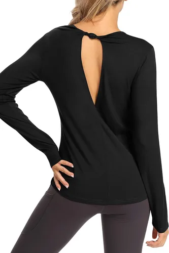 Vista 3 de Bestisun Camisetas de manga larga para entrenamiento, sin espalda, ropa deportiva para mujer