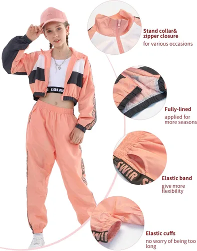 Vista 4 de Conjunto de ropa de baile para niñas, disfraz moderno de equipo de jazz de hip hop, conjuntos de ropa de baile para niñas