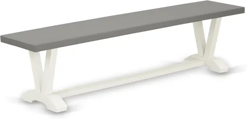 Vista 41 de East West Furniture VB026 Banco de comedor moderno estilo V con asiento de madera maciza, 60 x 15 x 18 pulgadas, multicolor