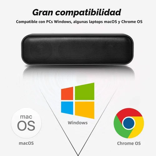 Vista 4 de [Actualizado] Altavoz USB para computadora/portátil con sonido estéreo y graves mejorados, mini barra de sonido portátil para PC con Windows