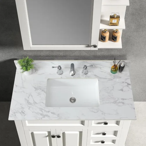 Vista 11 de Protector lateral para lavabo de baño de 21.3" x 4", tamaño universal para encimera de lavabo de baño, protector lateral de piedra sinterizada