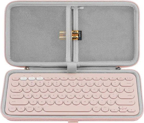 Vista 9 de Geekria Funda de transporte para teclado, funda protectora de viaje rígida para teclado compacto pequeño, compatible con Logitech K380, Logitech