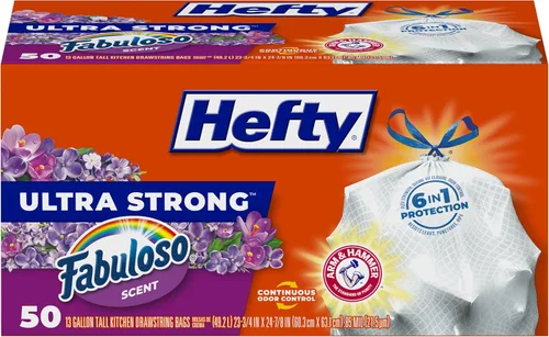 Hefty Bolsas de basura ultra fuertes de 13 galones, bolsas de basura altas para cocina de 13 galones, resistentes a fugas, pinchazos y rasgaduras,