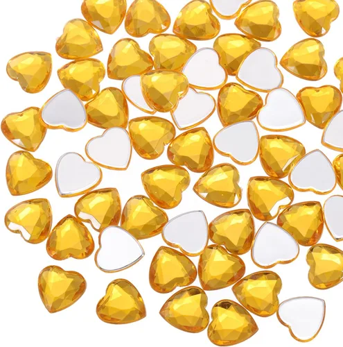 Vista 34 de MECCANIXITY 40 piezas de cuentas de acrílico con forma de corazón, 12 mm, con parte trasera plana, gemas de plástico para joyería, pegatinas