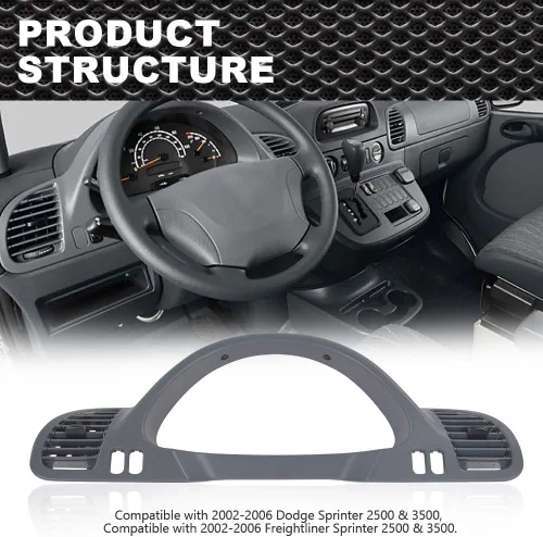 Vista 9 de Bisel de panel de tablero compatible con Dodge Sprinter 2002-2006 lado izquierdo del conductor con boquilla A/C 5104262AA