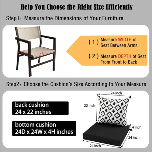 Vista 16 de idee-home Cojines impermeables para asiento de exteriores, para muebles de patio, cojines de repuesto para asiento profundo Hampton Bay