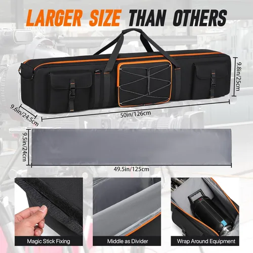 Vista 3 de Estuche de transporte para trípode, soporte de luz de trípode de 50 pulgadas y bolsa de kit de iluminación para fotografía, bolsa de transporte