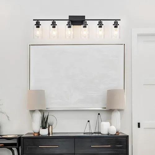 Vista 4 de 6 lámparas de baño, lámpara negra para tocador sobre el espejo, moderna casa de campo, apliques de pared para baño, dormitorio, sala de estar