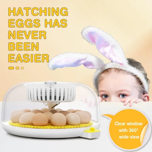 Vista 6 de Sailnovo Incubadora de 18 huevos para incubar huevos con giro automático de huevos y pantalla de humedad, control de temperatura, visión clara