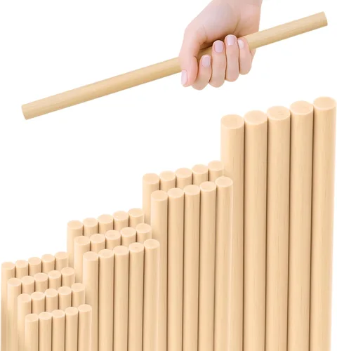 Vista 11 de 50 tacos de madera de bambú, varillas de manualidades de 12 pulgadas, palos naturales para manualidades y bricolaje