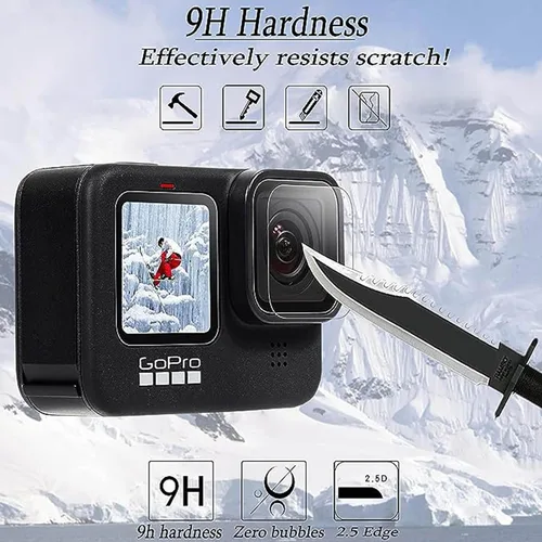 Vista 4 de PCTC Hero 12 Funda protectora de silicona + 6 protectores de pantalla de vidrio templado para Hero 12/11/10/9, kit de accesorios para GoPro Hero