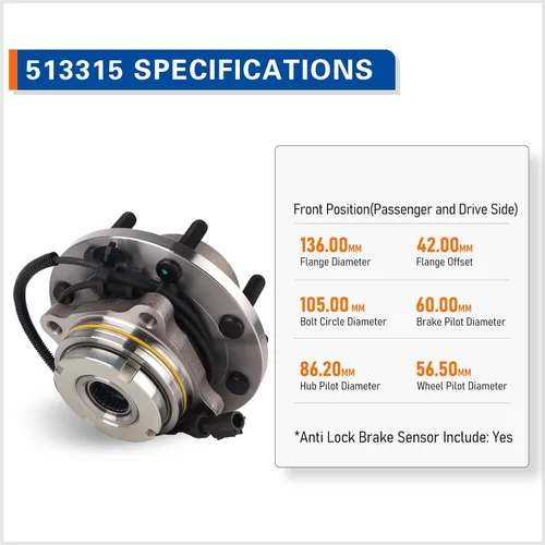 Vista 4 de PAROD Par 513315 Conjunto de cubo de rodamiento de rueda delantera compatible con Chevy Cruze 2011-2015, Chevy Cruze Limited 2016