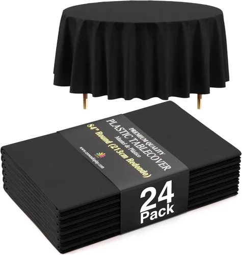 Vista 47 de Exquisite 66% Thicker Premium Aqua Round Tablecloth 0.5 Mil 6 Pack Plastic Table Cloth Disposable 84 Inch Round Plastic Tablecloth Won't Tear Easily