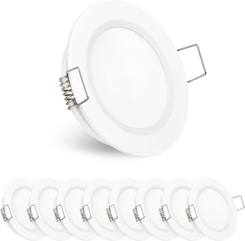 Vista 9 de Paquete de 8 luces LED de 12 voltios en forma de disco para RV, montaje empotrado en el techo, luz de techo de 7 cm, luz de techo de 12 V