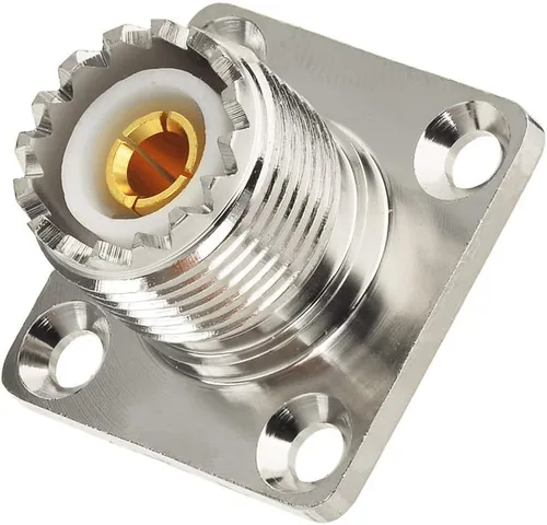 Vista 2 de Superbat SO 239 Conectores SO239 UHF hembra Jack RF Conector coaxial 4 agujeros brida montaje chasis soldadura recta para LMR-400 cable coaxial 2