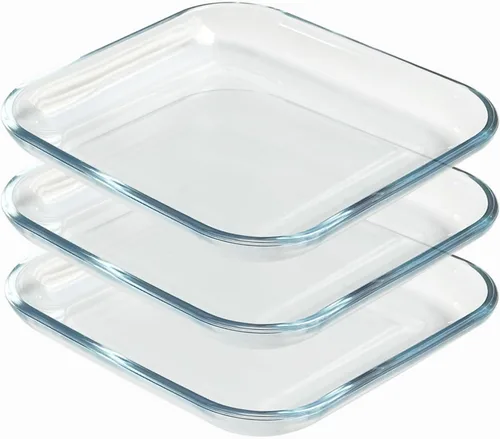 Vista 10 de Platos redondos de vidrio templado de 7 pulgadas, pequeños mini aperitivos, frutas, ensaladas y pasteles, juego de 3