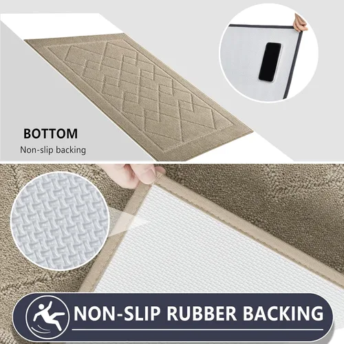 Vista 5 de REFETONE Dirt Trapper Tapete para Puerta de 20" x 32", Tapete Lavable para Interiores con Respaldo de Goma Antideslizante, Resistente a la Suciedad