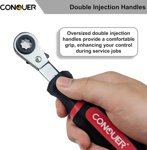 Vista 5 de CONQUER Juego de herramientas de ajuste automático de holgura para semirremolques – Llave de trinquete cuadrada doble de 5/16 pulgadas y horquilla