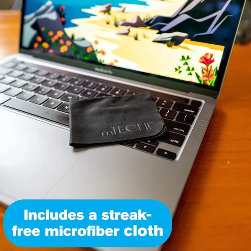 Vista 3 de mTech! Kit de limpieza electrónica con botella de spray y paño [tamaño de viaje] Kit de limpieza de pantalla para teléfonos inteligentes, tabletas