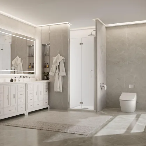 Vista 8 de Puerta de ducha de vidrio plegable sin marco de 30-31.5 pulgadas de ancho x 72 pulgadas de alto, panel de ducha plegable de vidrio transparente