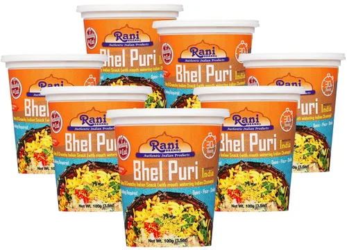 Vista 22 de Rani Roasty Bhel Puri Cup (bocadillo indio picante y crujiente con deliciosos chutneys indios) 3.5 oz (100 g), paquete de 2 ~ Listo para comer