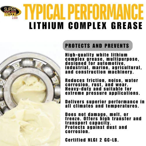 Vista 6 de Litio Complex Grease SUPERKOTE 2000 - Grasa lubricante blanca Superkote 2000 multiusos, complejo de litio, lubricante, EP, alta temperatura