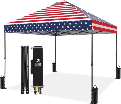 Vista 20 de CROWN SHADES Carpa Desplegable de 10x10 - Carpa de Exterior Instantánea con Bloqueo Central Patentado de Un Solo Empuje, Carpa de Playa con Bolsa