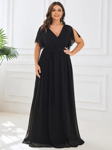 Vista 3 de Ever-Pretty Plus Vestidos de dama de honor formales de gasa para mujer Negro