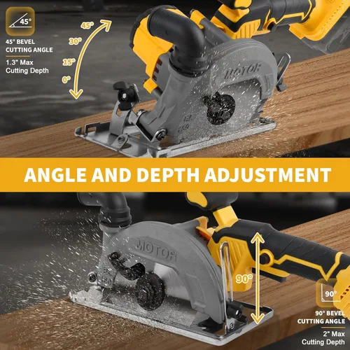 Vista 2 de Sierra circular inalámbrica de 6 pulgadas para batería Dewalt de 20V (sin batería), sierra de madera eléctrica con motor sin escobillas, bisel