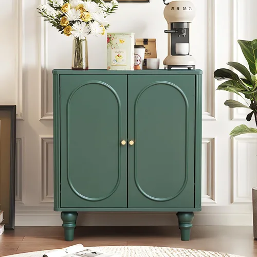 Vista 6 de ORRD Gabinete de Almacenamiento Acanalado, Aparador Moderno Credenza de Madera con Acento Buffet, Juego de 2 con Estantes Ajustables y Patas