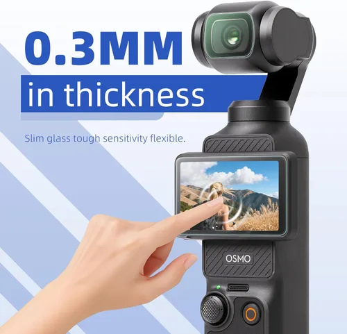 Vista 3 de DJI Osmo Pocket 3 Protector de pantalla, resistente a los arañazos Ultra-HD de vidrio templado LCD y protector de lente para DJI Osmo Pocket 3, kit