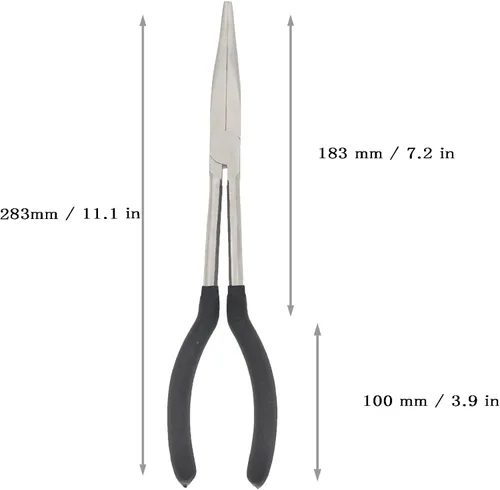 Vista 4 de Juego de alicates de 1 pieza de 11 pulgadas de largo alcance, juegos de alicates de punta de aguja larga, ángulo de 25 grados, diseñado