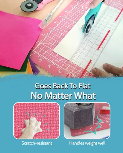 Vista 3 de G+ Alfombrilla de corte reversible autorreparable – A3 de 12 x 18 pulgadas para tela; tabla de cortar de doble cara para coser, manualidades