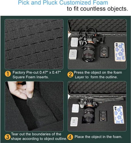 Vista 6 de Regetek Funda rígida impermeable de 21.85 x 18.11 x 7.08 pulgadas, estuche de almacenamiento de viaje con espuma para Starlink MINI, cámara