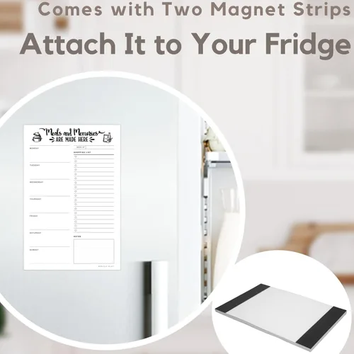 Vista 6 de Bloc de notas de planificación de comidas con 52 hojas arrancables, almohadilla magnética para planificación de comidas para refrigerador de 6 x 9