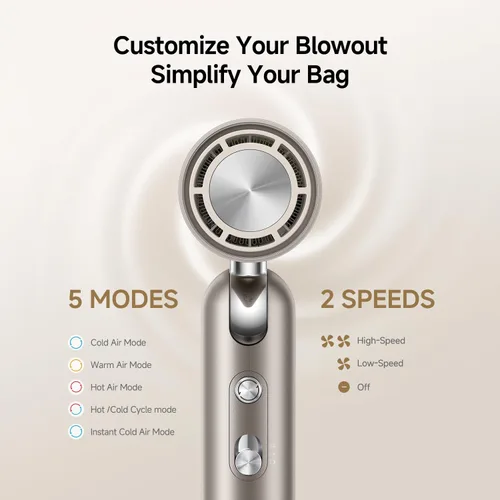 Vista 8 de Dreame Pocket Hair Dryer 2026 New, Portable Folding Blow Dryer with Diffuser, Fast Drying, High-Speed Brushless Motor, 300M Negative Ions