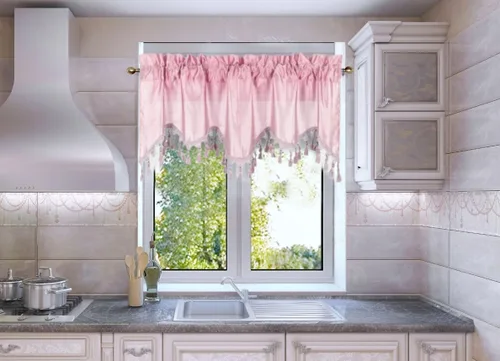 Vista 29 de Cenefa de cortina de ventana de cascada de seda sintética sólida con flecos de 55 x 18 pulgadas, ondulado (1, negro)